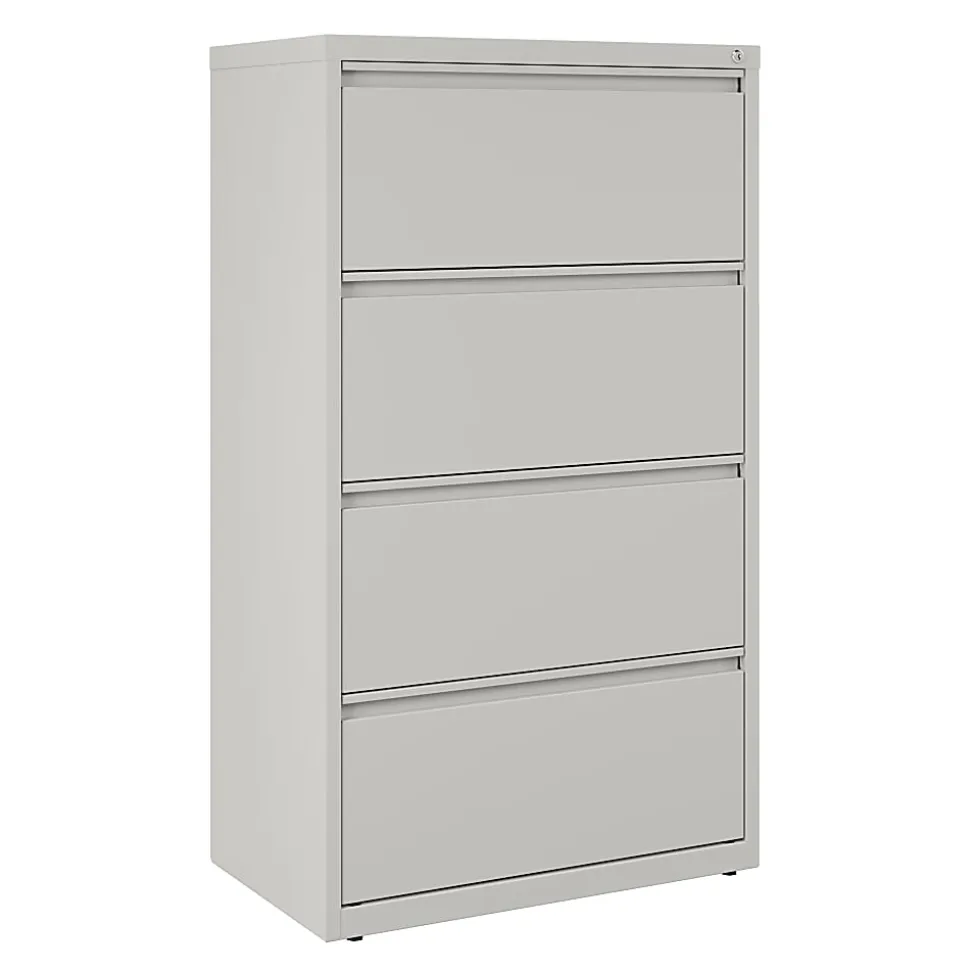 WorkPro® 30"W x 18-5/8"D Lateral 4-Drawer File Cabinet, Light Gray