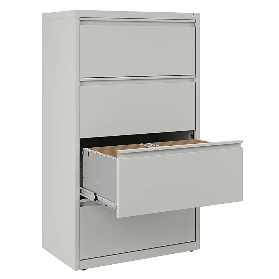WorkPro® 30"W x 18-5/8"D Lateral 4-Drawer File Cabinet, Light Gray