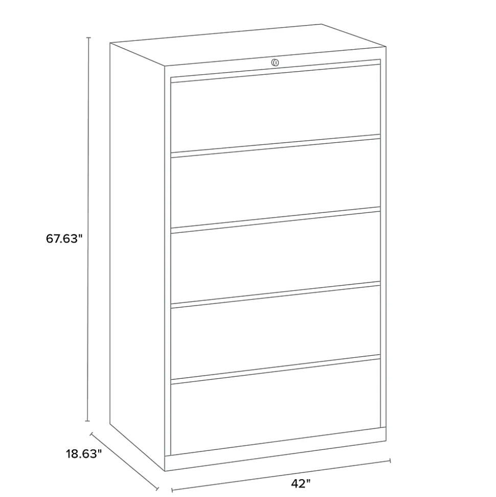 WorkPro® 42"W x 18-5/8"D Lateral 5-Drawer File Cabinet, Black