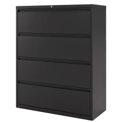 WorkPro® 42"W x 18-5/8"D Lateral 4-Drawer File Cabinet, Black