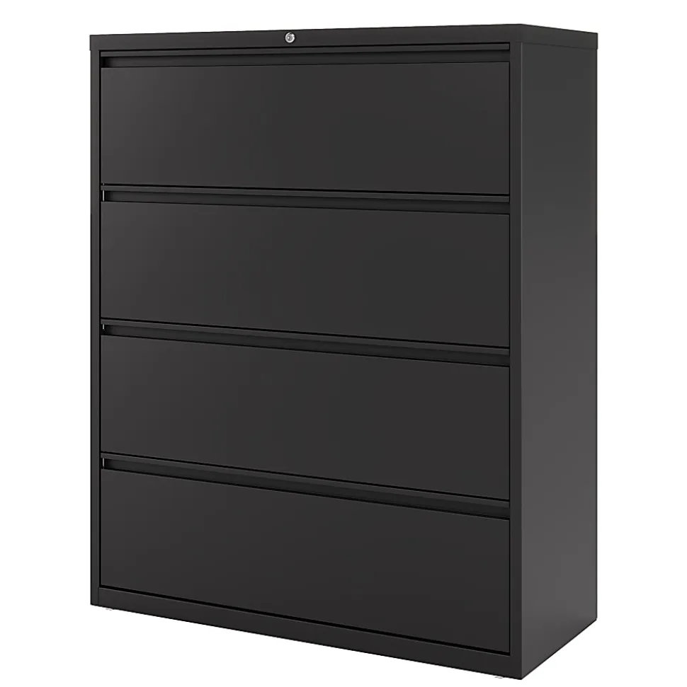 WorkPro® 42"W x 18-5/8"D Lateral 4-Drawer File Cabinet, Black