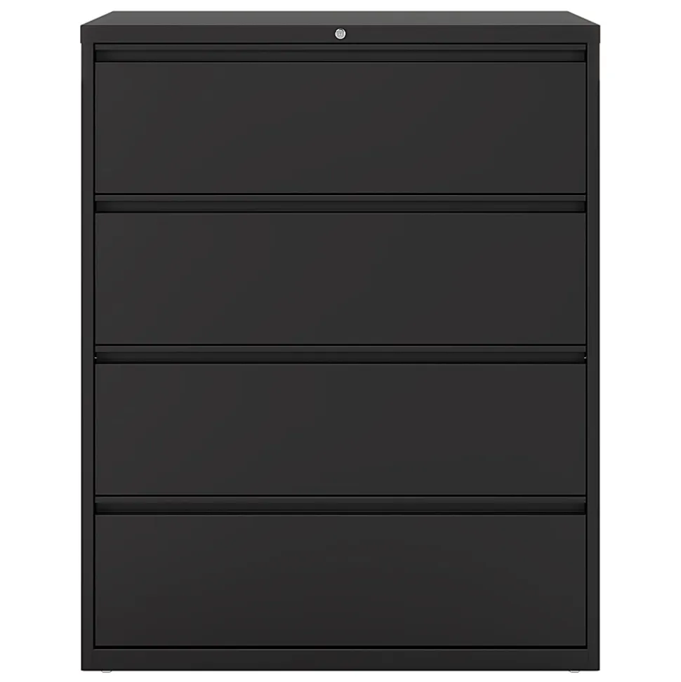 WorkPro® 42"W x 18-5/8"D Lateral 4-Drawer File Cabinet, Black