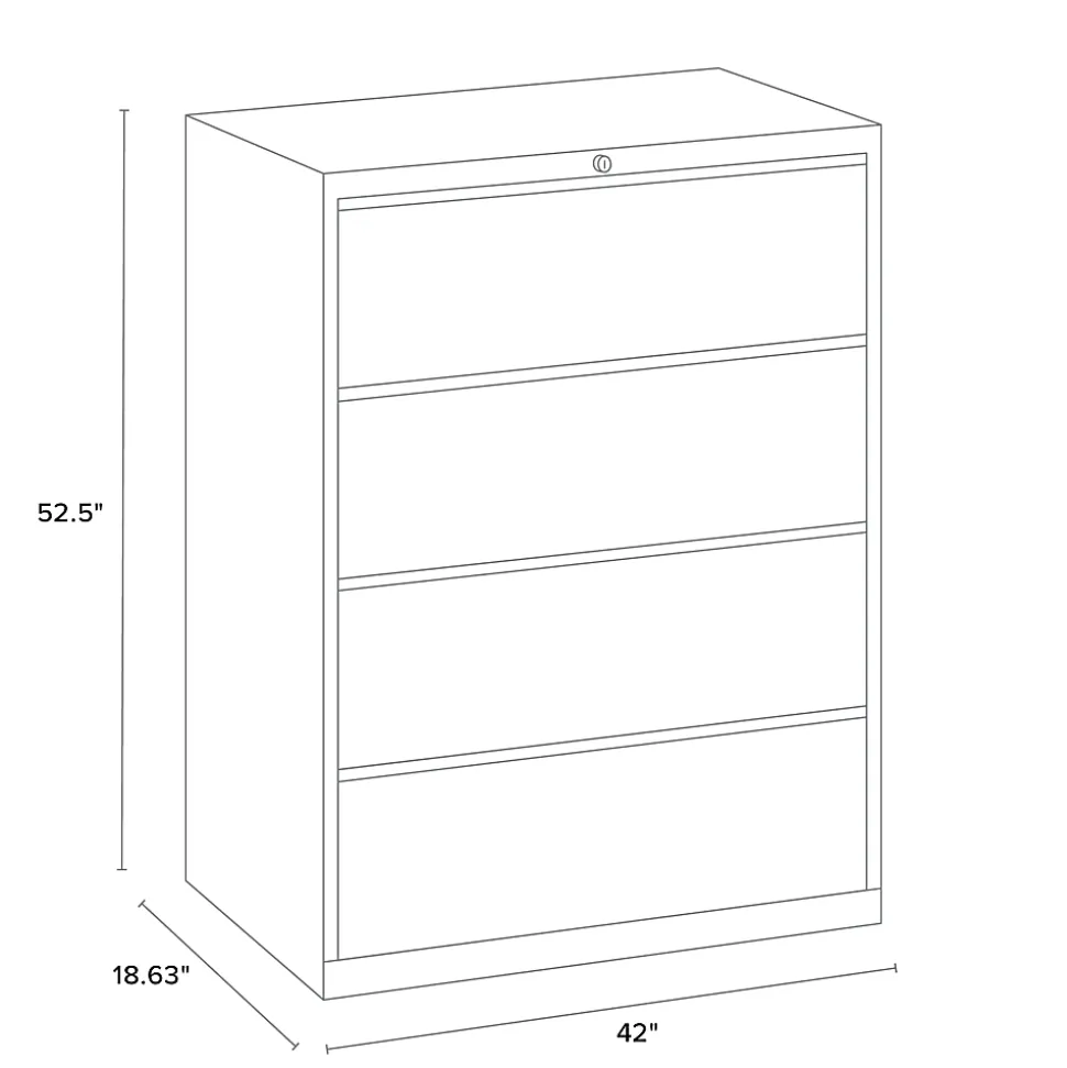 WorkPro® 42"W x 18-5/8"D Lateral 4-Drawer File Cabinet, Black