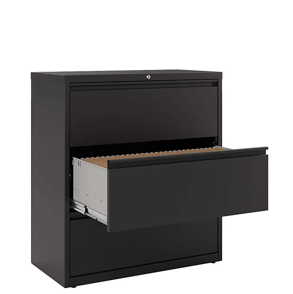 WorkPro® 36"W x 18-5/8"D Lateral 3-Drawer File Cabinet, Black