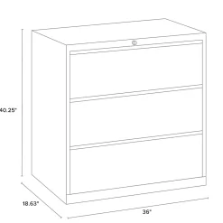 WorkPro® 36"W x 18-5/8"D Lateral 3-Drawer File Cabinet, Black