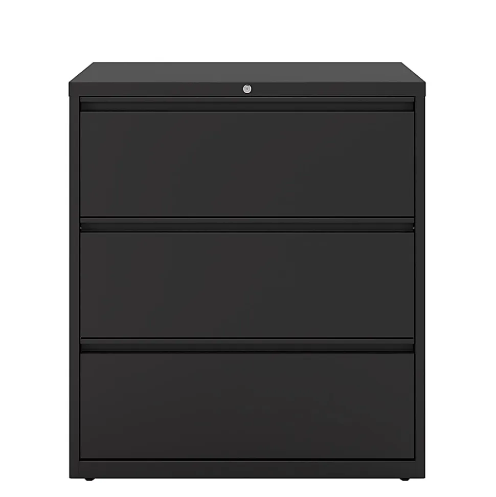 WorkPro® 36"W x 18-5/8"D Lateral 3-Drawer File Cabinet, Black