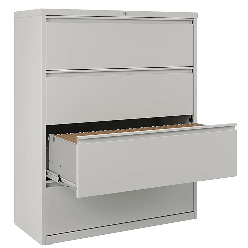 WorkPro® 42"W x 18-5/8"D Lateral 4-Drawer File Cabinet, Light Gray