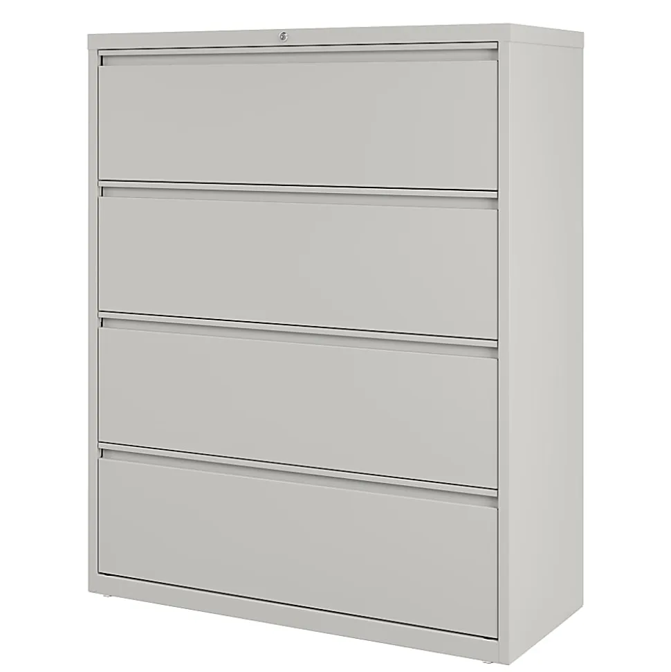 WorkPro® 42"W x 18-5/8"D Lateral 4-Drawer File Cabinet, Light Gray