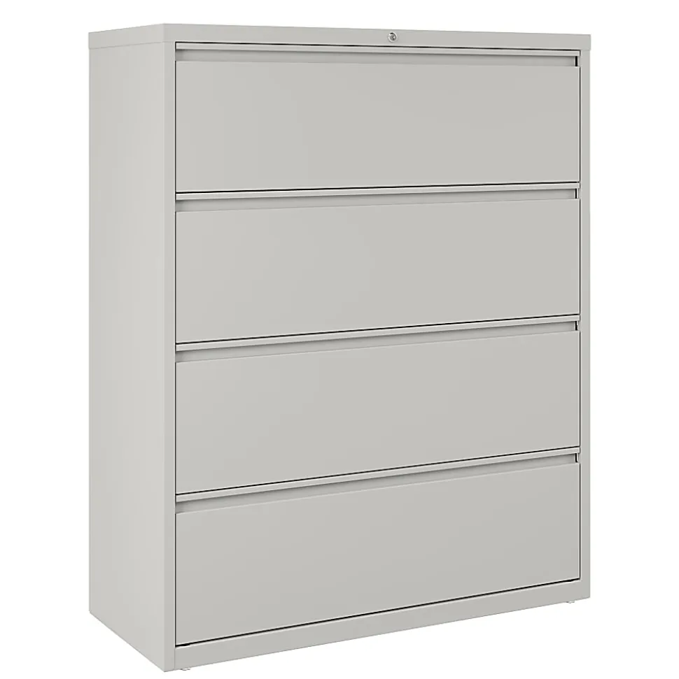 WorkPro® 42"W x 18-5/8"D Lateral 4-Drawer File Cabinet, Light Gray