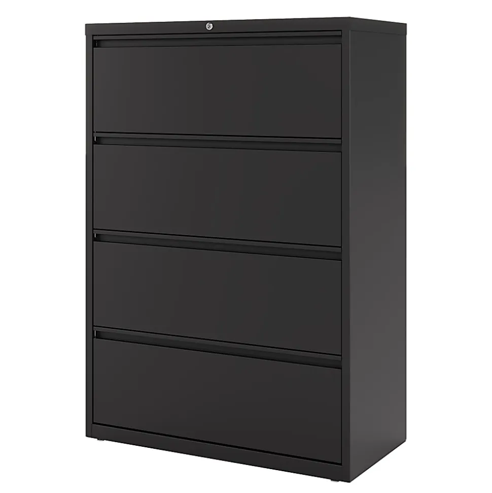 WorkPro® 36"W x 18-5/8"D Lateral 4-Drawer File Cabinet, Black