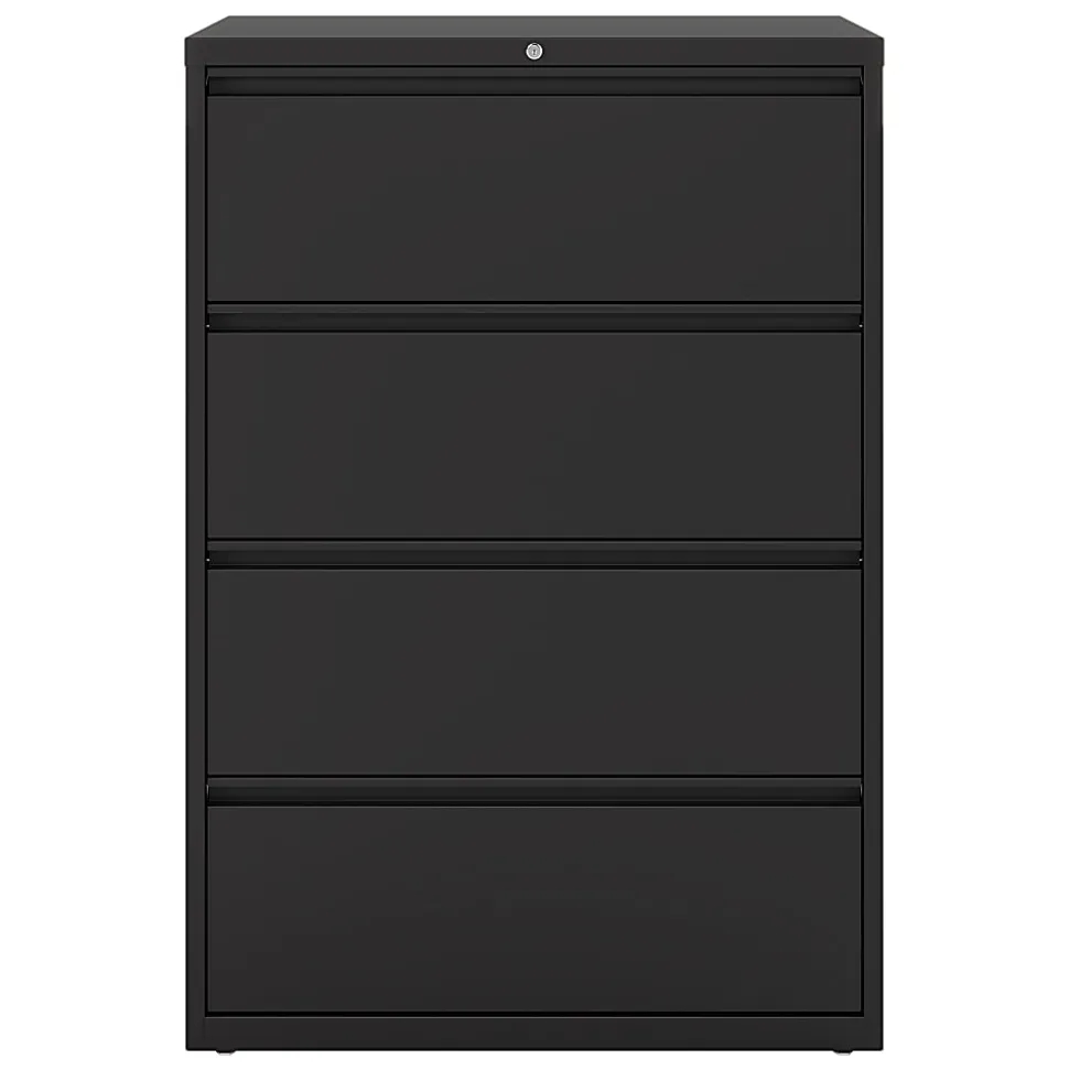 WorkPro® 36"W x 18-5/8"D Lateral 4-Drawer File Cabinet, Black