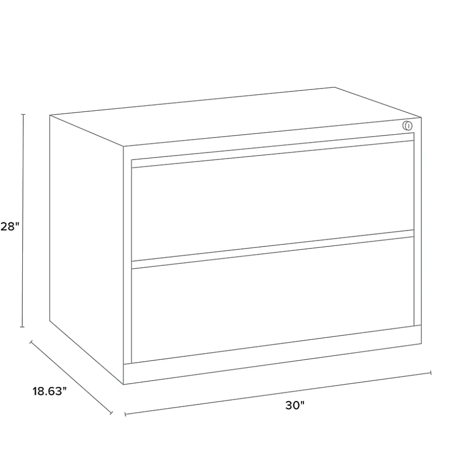 WorkPro® 30"W x 18-5/8"D Lateral 2-Drawer File Cabinet, Light Gray