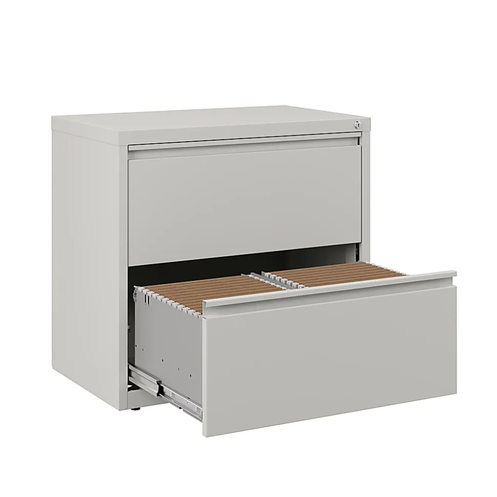 WorkPro® 30"W x 18-5/8"D Lateral 2-Drawer File Cabinet, Light Gray