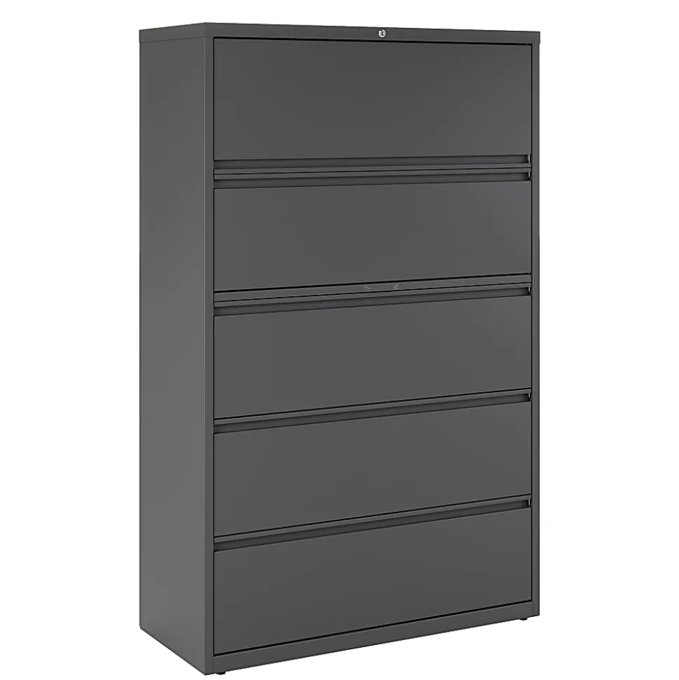 WorkPro® 42"W x 18-5/8"D Lateral 5-Drawer File Cabinet, Charcoal
