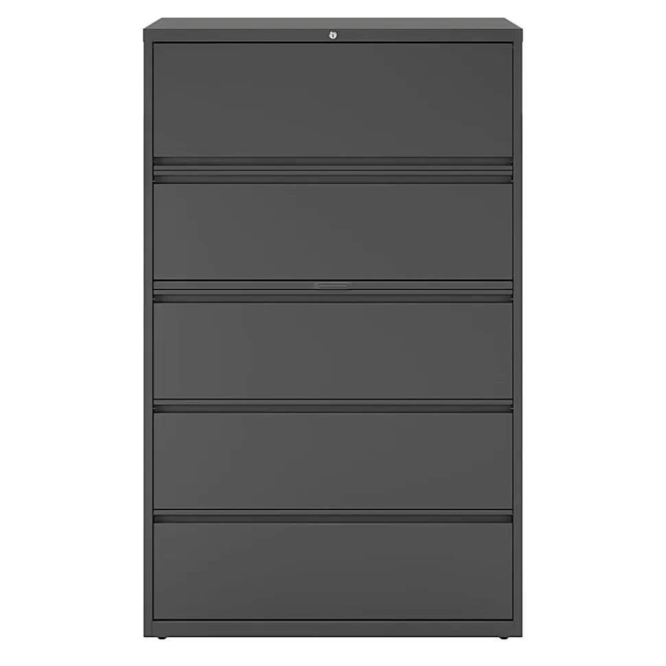 WorkPro® 42"W x 18-5/8"D Lateral 5-Drawer File Cabinet, Charcoal