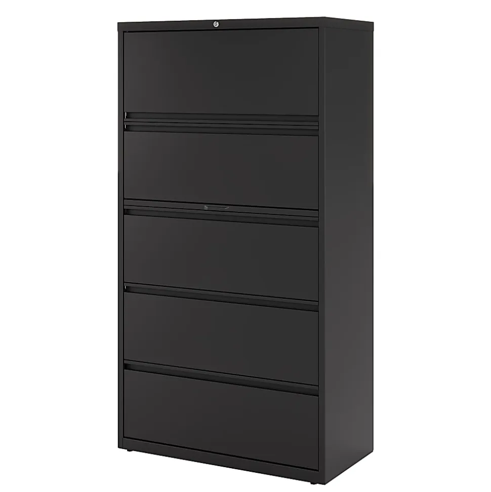 WorkPro® 36"W x 18-5/8"D Lateral 5-Drawer File Cabinet, Black