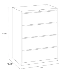 WorkPro® 36"W x 18-5/8"D Lateral 4-Drawer File Cabinet, Putty