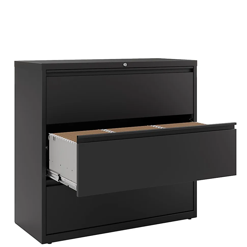 WorkPro® 42"W x 18-5/8"D Lateral 3-Drawer File Cabinet, Black