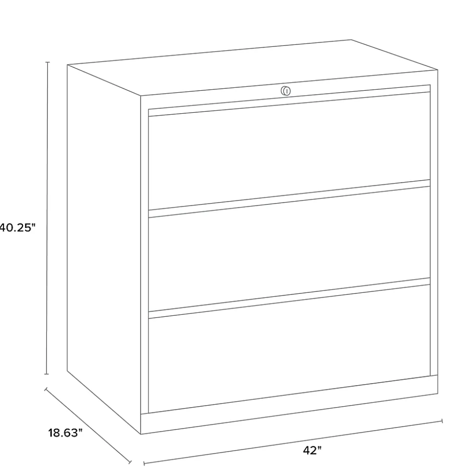 WorkPro® 42"W x 18-5/8"D Lateral 3-Drawer File Cabinet, Black