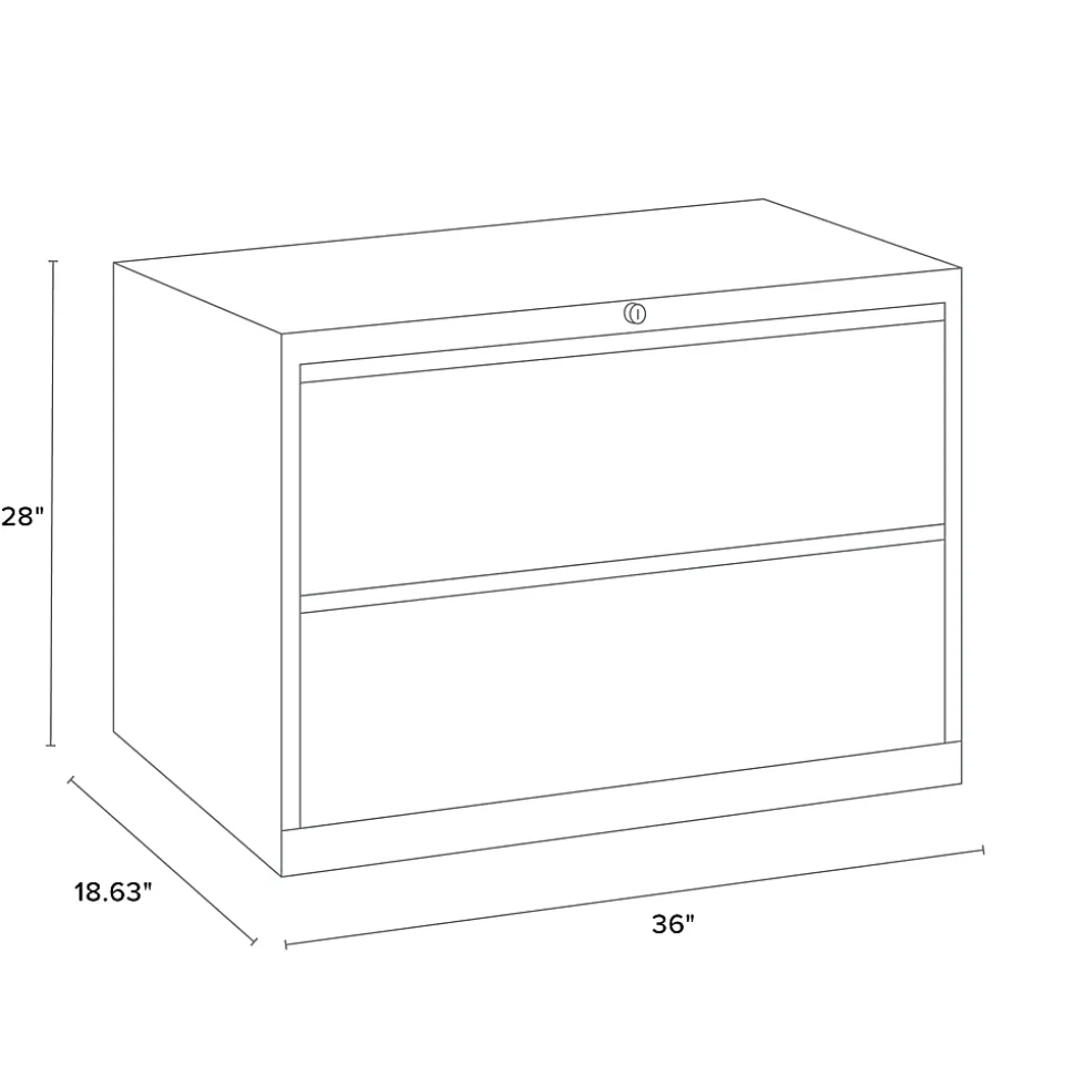 WorkPro® 36"W x 18-5/8"D Lateral 2-Drawer File Cabinet, Charcoal