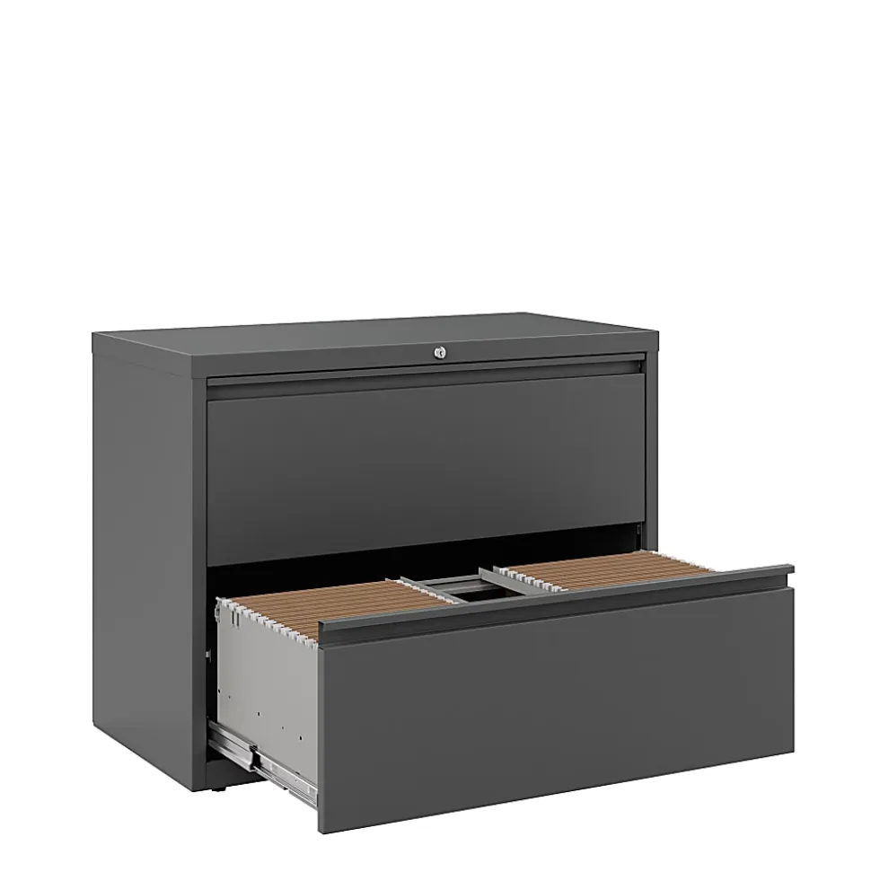 WorkPro® 36"W x 18-5/8"D Lateral 2-Drawer File Cabinet, Charcoal