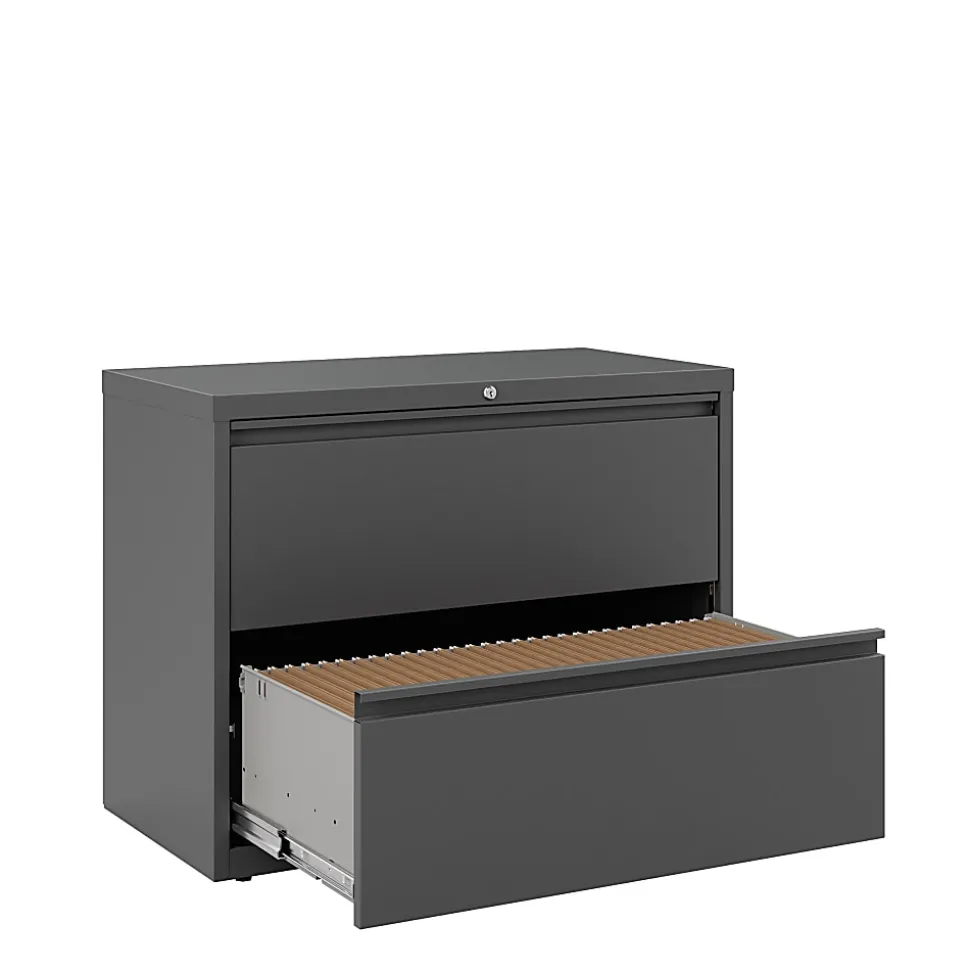 WorkPro® 36"W x 18-5/8"D Lateral 2-Drawer File Cabinet, Charcoal