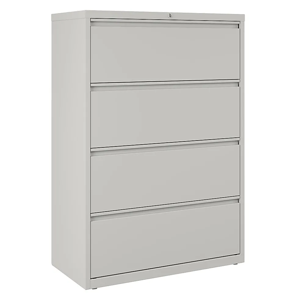 WorkPro® 36"W x 18-5/8"D Lateral 4-Drawer File Cabinet, Light Gray