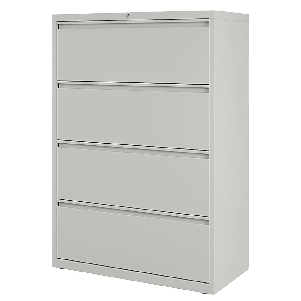 WorkPro® 36"W x 18-5/8"D Lateral 4-Drawer File Cabinet, Light Gray