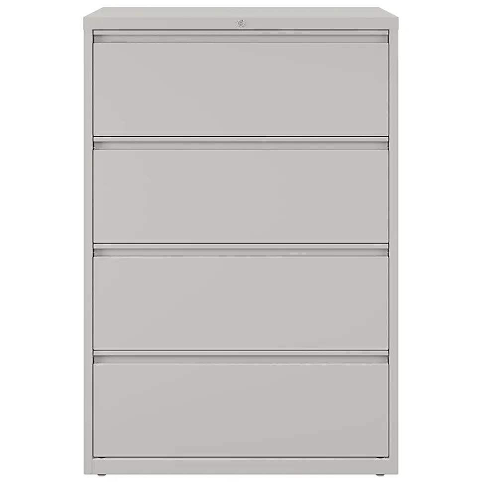 WorkPro® 36"W x 18-5/8"D Lateral 4-Drawer File Cabinet, Light Gray