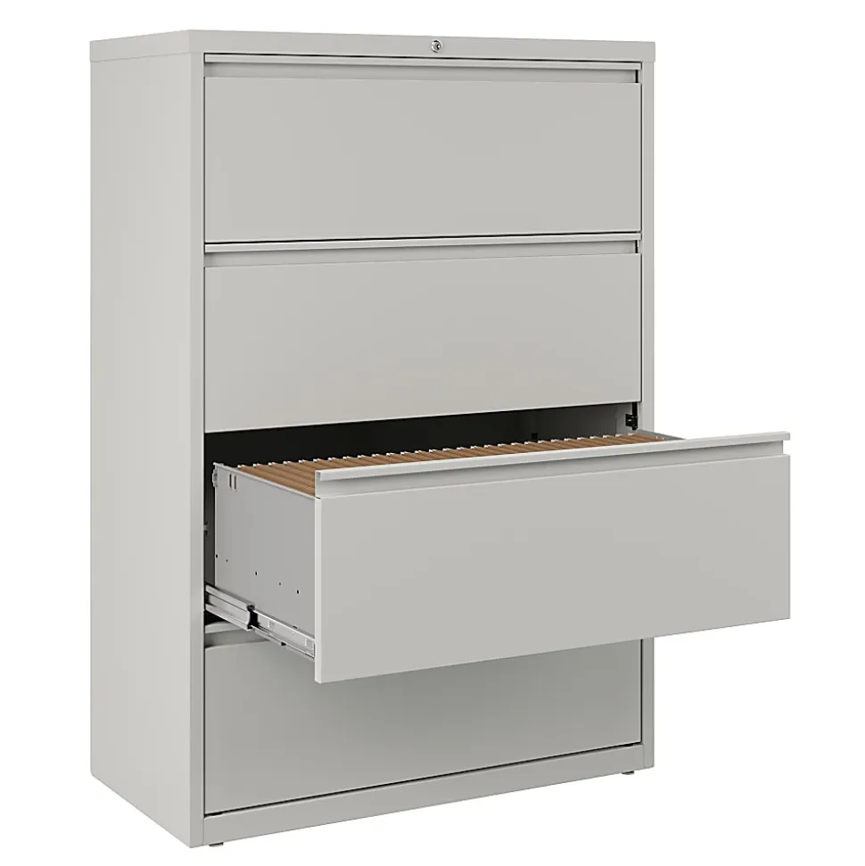 WorkPro® 36"W x 18-5/8"D Lateral 4-Drawer File Cabinet, Light Gray