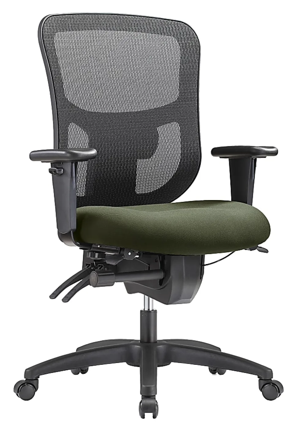 WorkPro® 9500XL Series Big & Tall Ergonomic Mesh/Premium Fabric Mid-Back Chair, Black/Olive, BIFMA Compliant