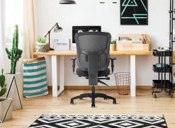 WorkPro® 9500XL Series Big & Tall Ergonomic Mesh/Premium Fabric Mid-Back Chair, Black/Navy, BIFMA Compliant