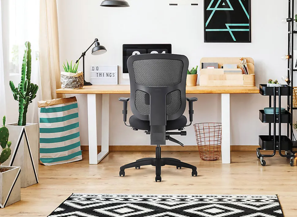 WorkPro® 9500XL Series Big & Tall Ergonomic Mesh/Premium Fabric Mid-Back Chair, Black/Royal Blue, BIFMA Compliant