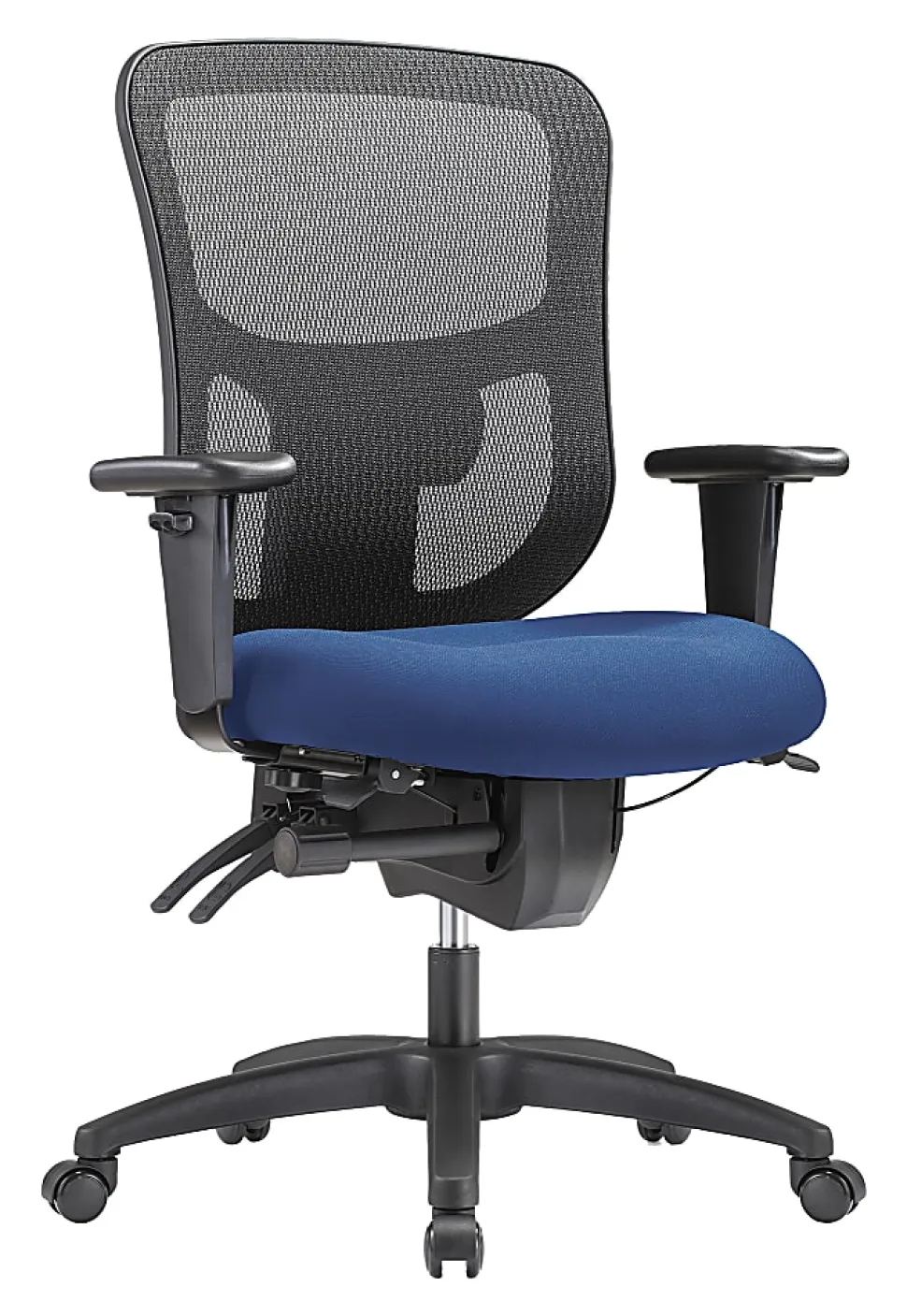 WorkPro® 9500XL Series Big & Tall Ergonomic Mesh/Premium Fabric Mid-Back Chair, Black/Royal Blue, BIFMA Compliant