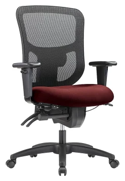 WorkPro® 9500XL Series Big & Tall Ergonomic Mesh/Premium Fabric Mid-Back Chair, Black/Burgundy, BIFMA Compliant