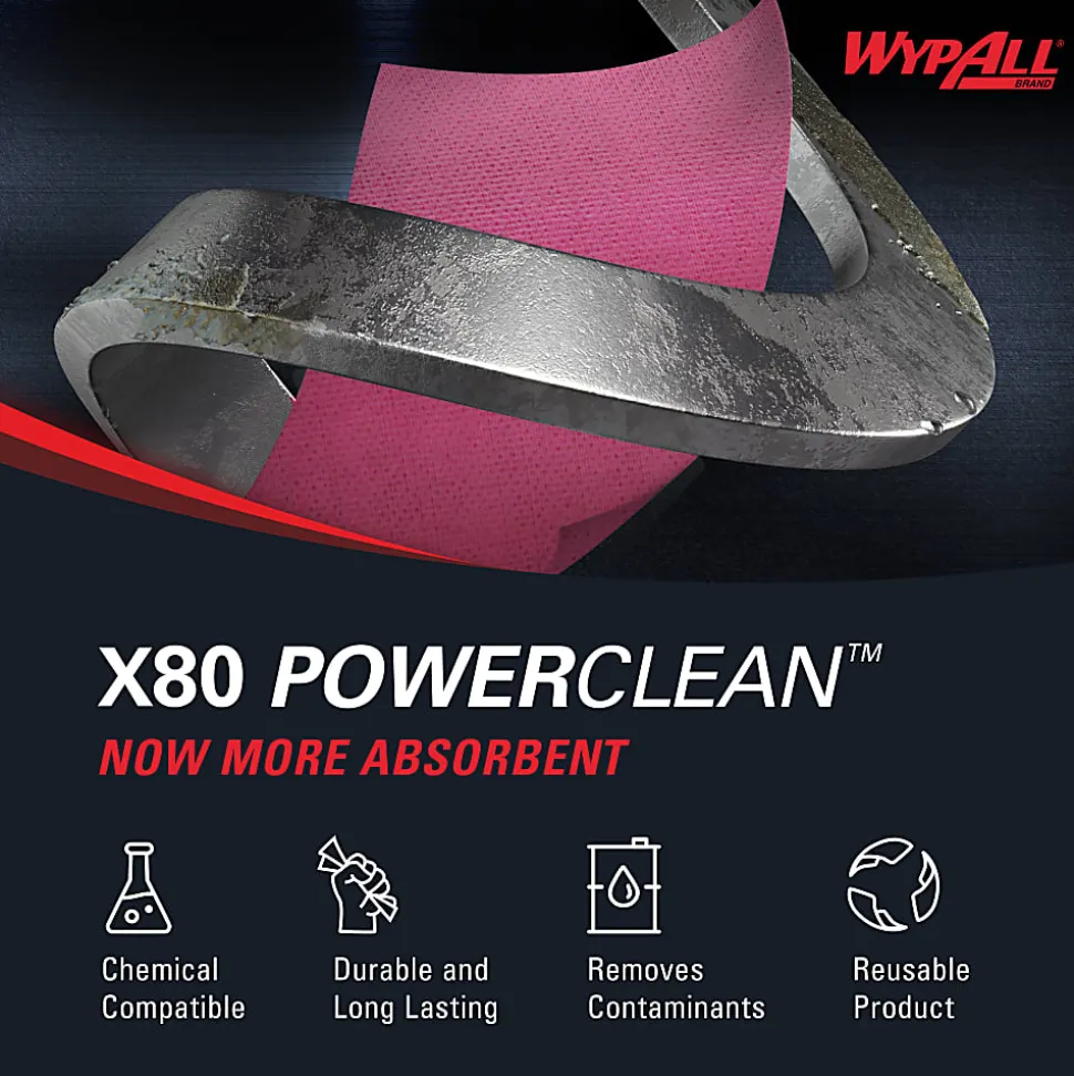 Wypall X80 Jumbo Wipes, 12 1/2" x 13 1/2", 455 Per Roll