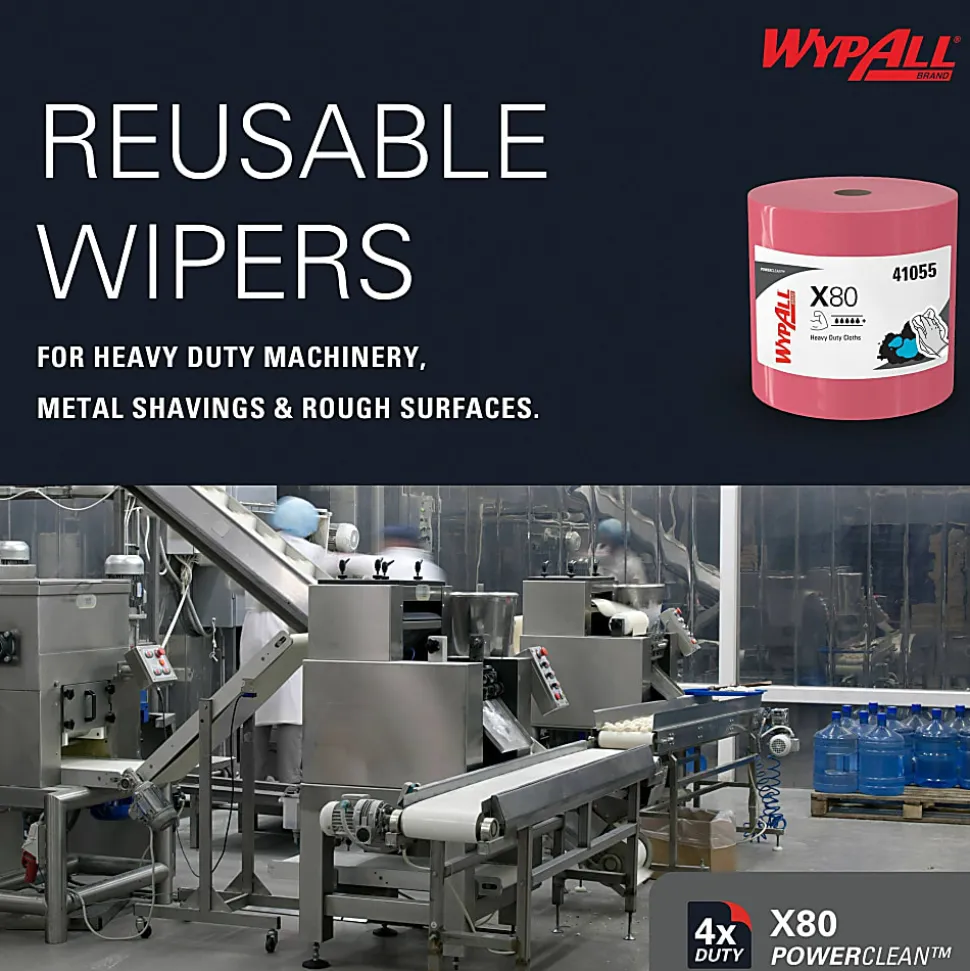 Wypall X80 Jumbo Wipes, 12 1/2" x 13 1/2", 455 Per Roll