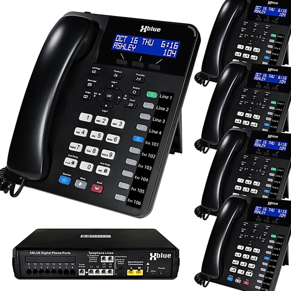 XBLUE X16 Plus Phone System Bundle With 5 XD10 Phones