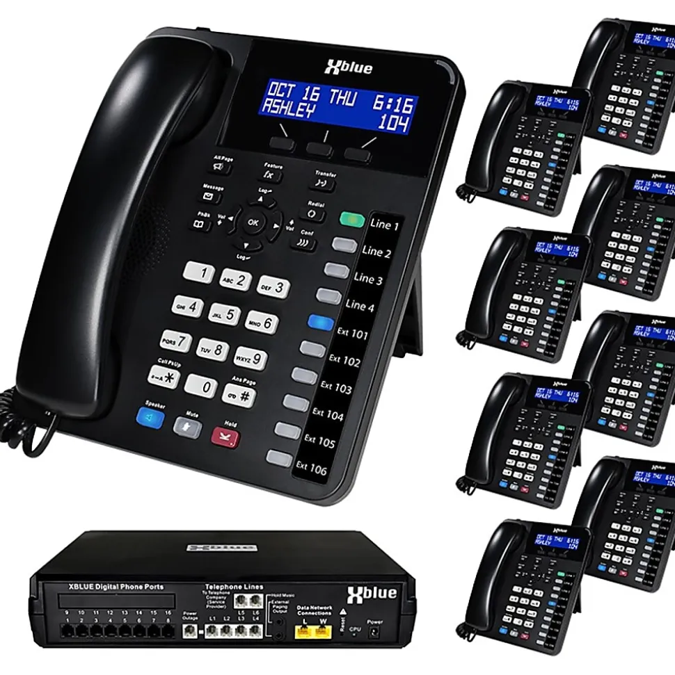 XBLUE X16 Plus Phone System Bundle With 7 XD10 Phones