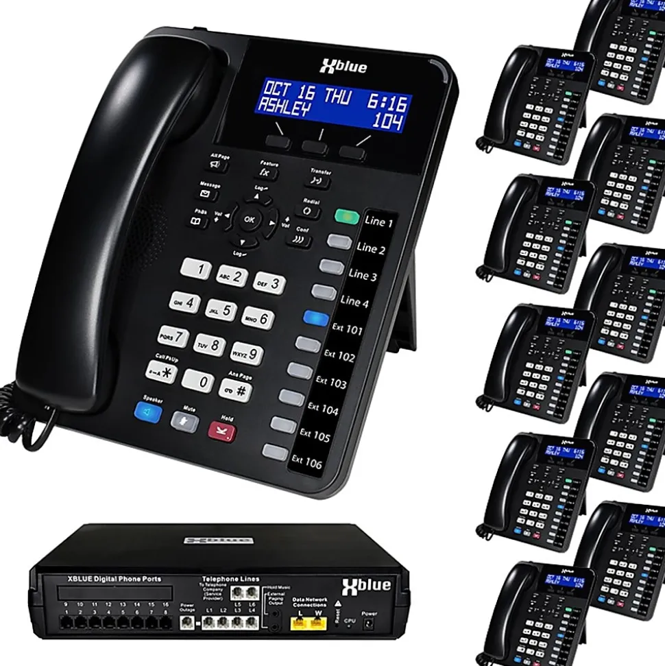 XBLUE X16 Plus Phone System Bundle With 11 XD10 Phones