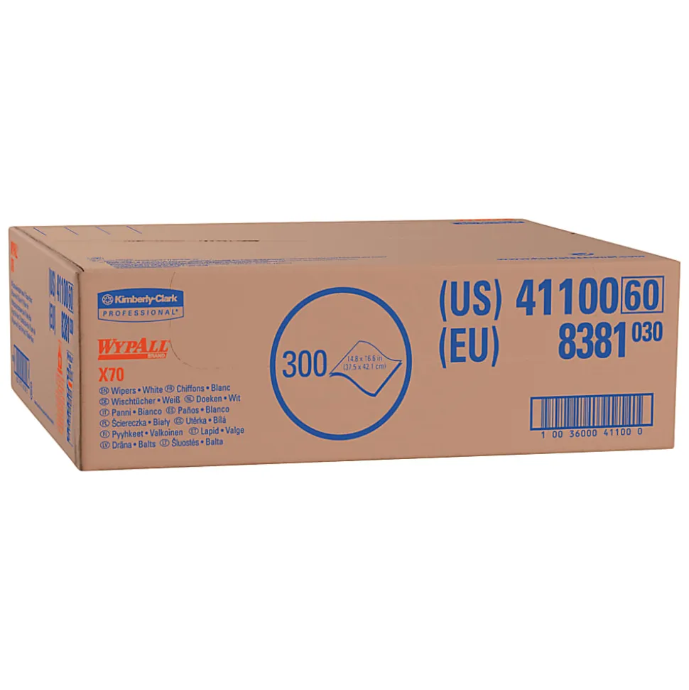 X70 Cloths, Flat Sheet, 14.9 x 16.6, White, 300/Carton