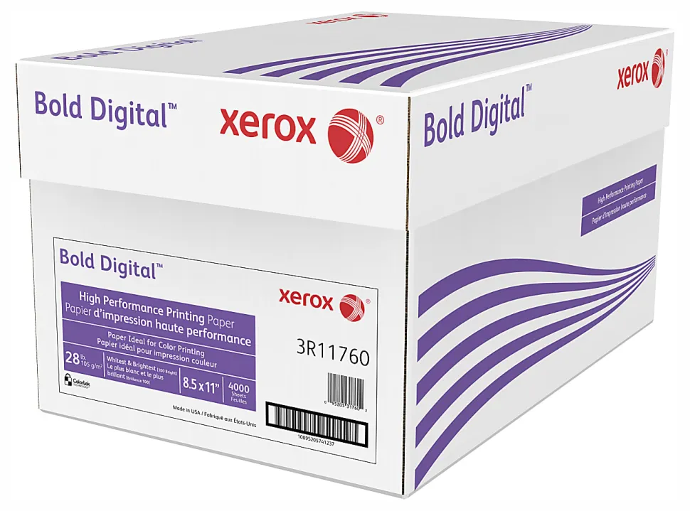 Xerox® Bold Digital® Printing Paper, 8 Reams, Letter Size (8 1/2" x 11"), 100 (U.S.) Brightness, 28 Lb, FSC® Certified, Ream Of 500 sheets