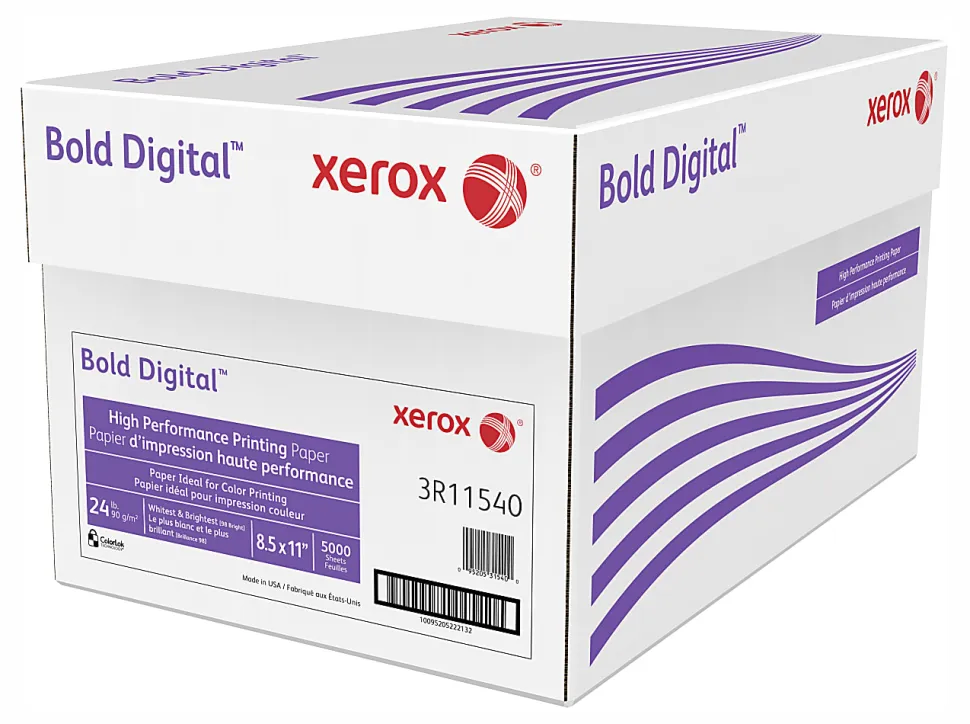 Xerox® Bold Digital™ Printing Paper, 10 Reams, Letter Size (8 1/2" x 11"), 98 (U.S.) Brightness, 24 Lb, FSC® Certified, Ream Of 500 sheets