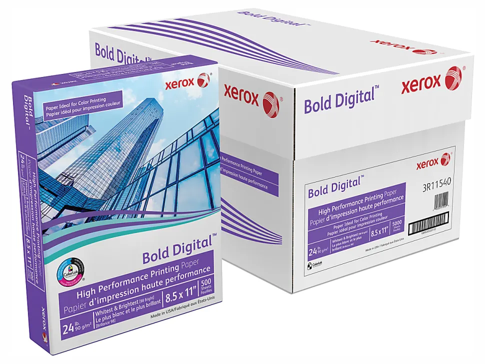 Xerox® Bold Digital™ Printing Paper, 10 Reams, Letter Size (8 1/2" x 11"), 98 (U.S.) Brightness, 24 Lb, FSC® Certified, Ream Of 500 sheets