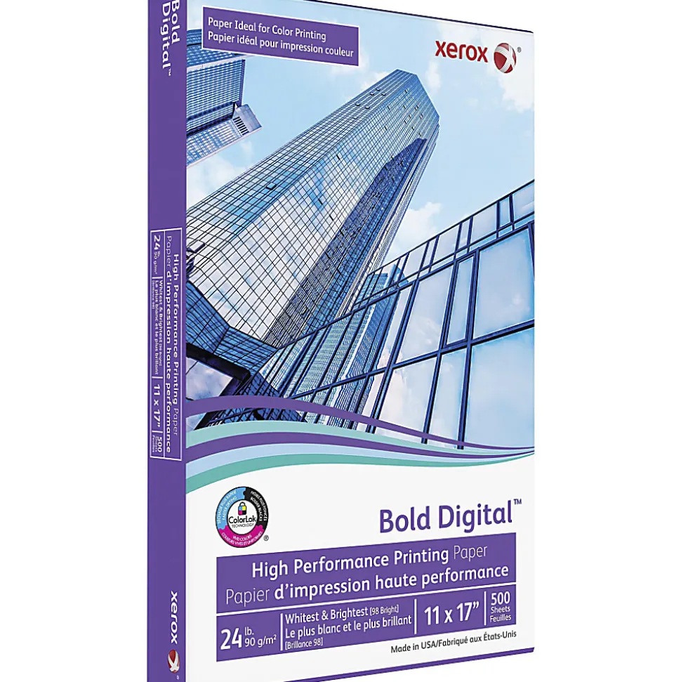 Xerox® Bold™ Multi-Use Printer & Copy Paper, 1 Ream, White, Ledger (11" x 17"), 500 Sheets Per Ream, 24 Lb, 98 Brightness