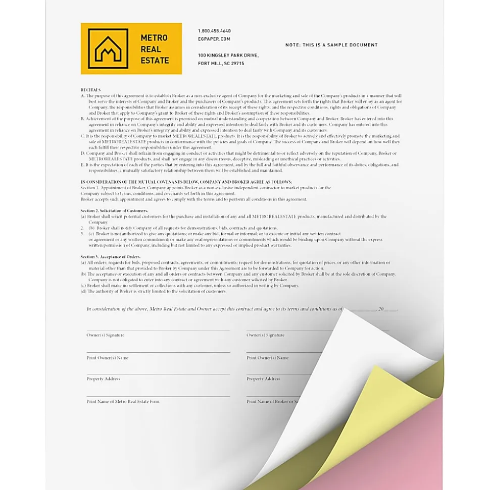 Xerox® Revolution™ Premium Digital Carbonless Laser Paper, White/Canary/Pink, Letter (8 1/2" x 11"), 20 Lb, 92 Brightness, 1670 Total, 167 Sets/Ream
