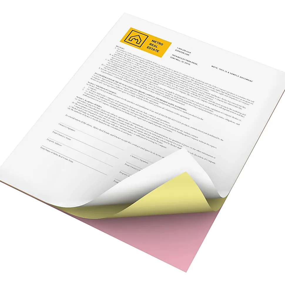 Xerox® Revolution™ Premium Digital Carbonless Laser Paper, White/Canary/Pink, Letter (8 1/2" x 11"), 20 Lb, 92 Brightness, 1670 Total, 167 Sets/Ream