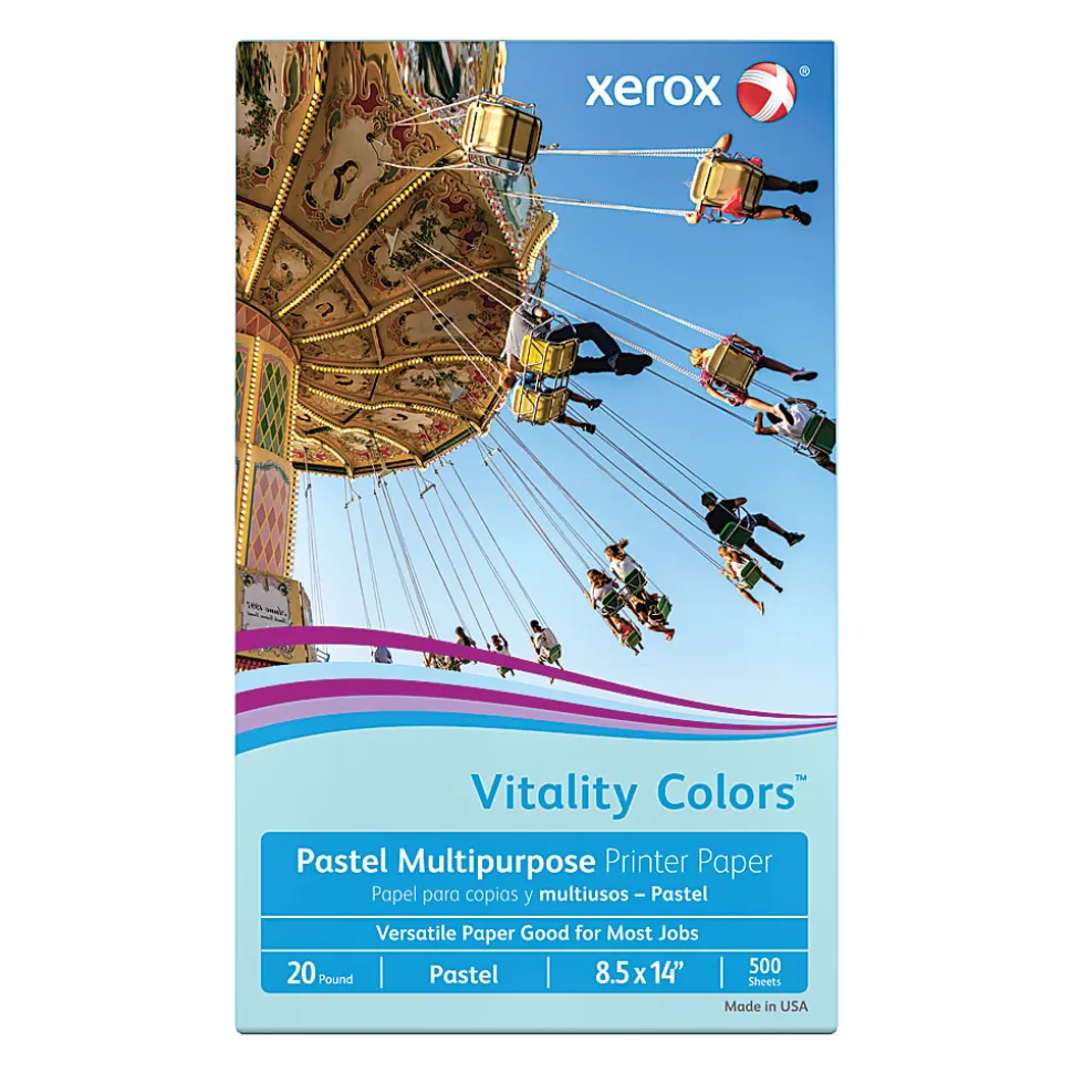 Xerox® Vitality Colors™ Multi-Use Printer & Copy Paper, 1 Ream, Blue, Legal (8.5" x 14"), 500 Sheets Per Ream, 20 Lb, 30% Recycled