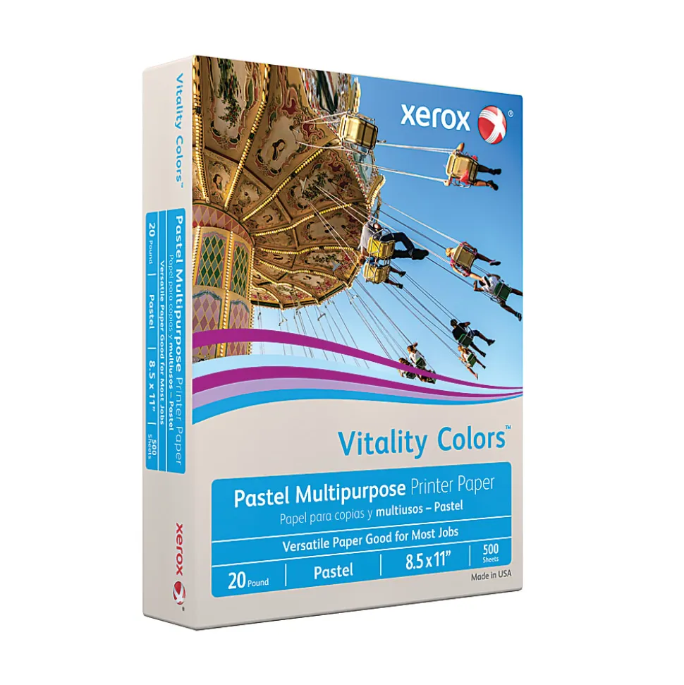 Xerox® Vitality Colors™ Multi-Use Printer & Copy Paper, 1 Ream, Gray, Letter (8.5" x 11"), 500 Sheets Per Ream, 20 Lb, 30% Recycled