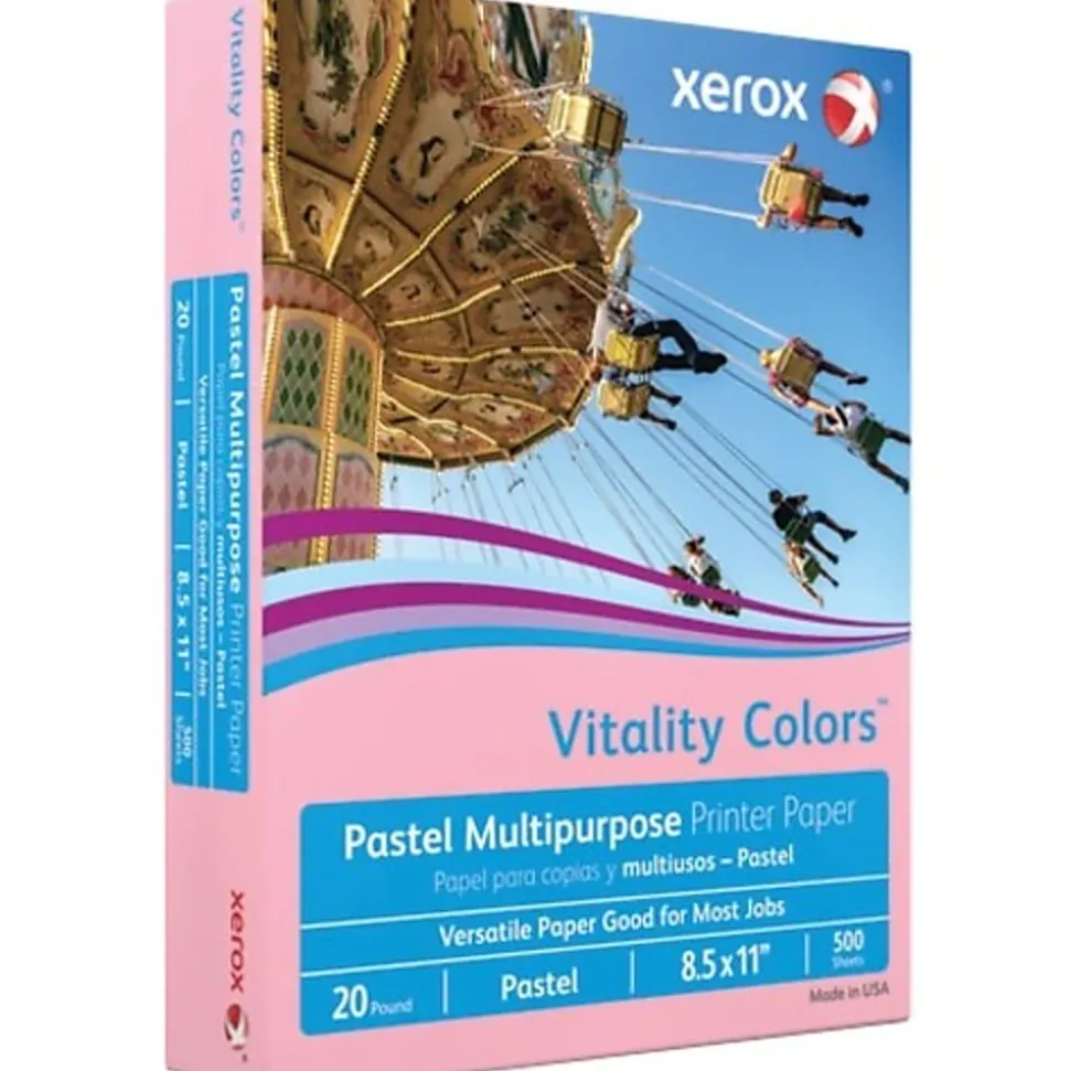 Xerox® Vitality Colors™ Multi-Use Printer & Copy Paper, 1 Ream, Pink, Letter (8.5" x 11"), 500 Sheets Per Ream, 20 Lb, 30% Recycled